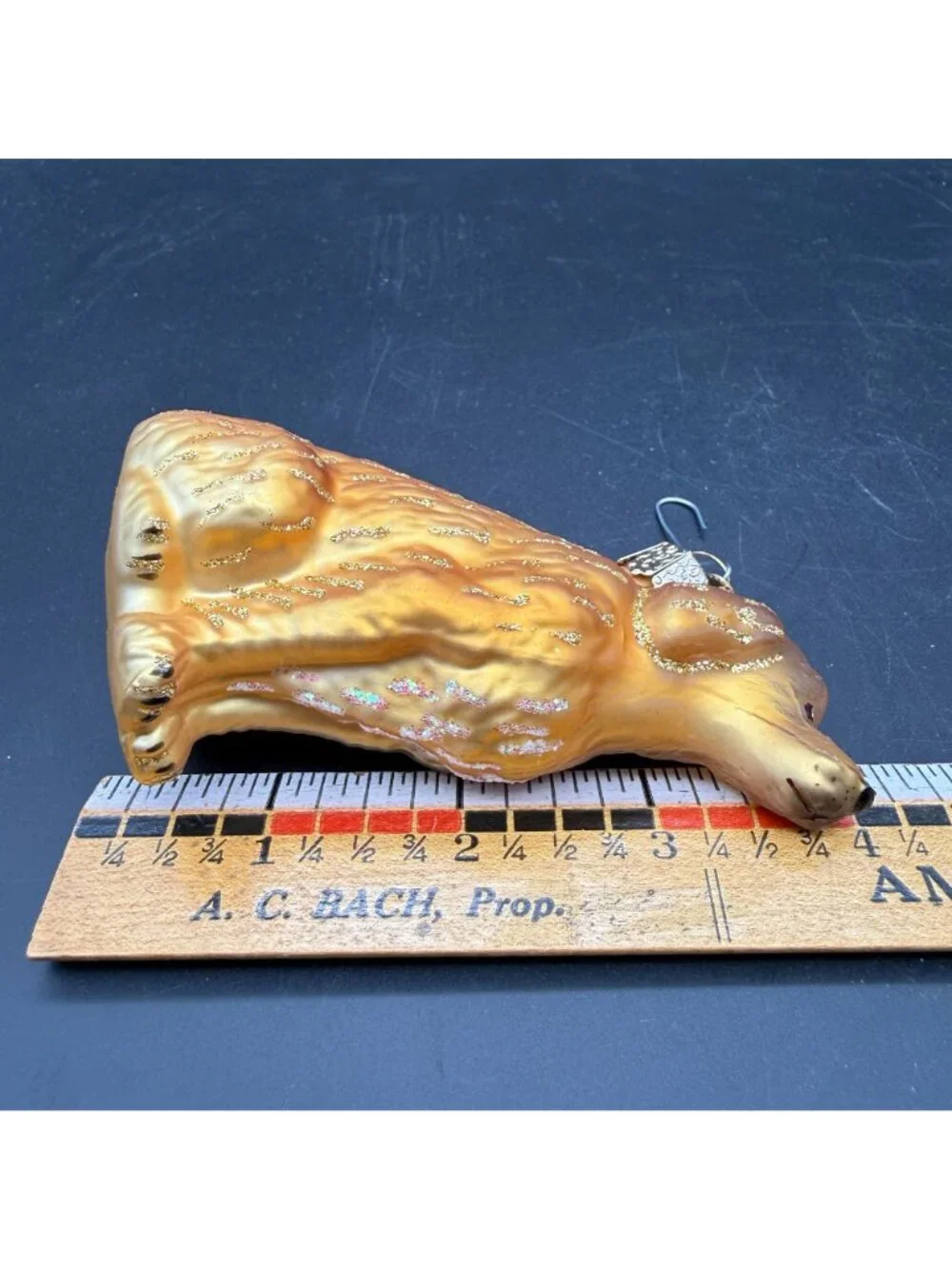 Old World Christmas Golden Retriever Dog Blown Glass Ornament Gold Glitter 4 In